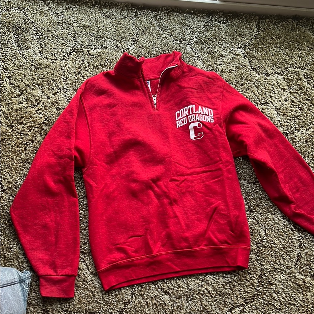 Jerzees Red Zip Up Sweater Vibrant Cotton Blend